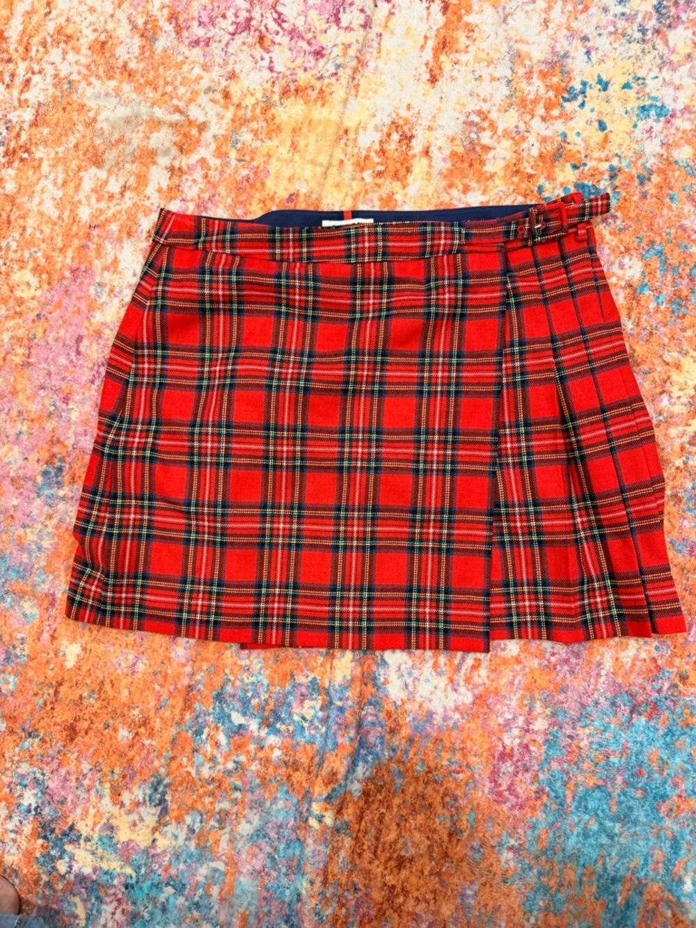 Boden Red Plaid Tartan Mini Skirt Pleated Wool Blend Women’s US 20–22 UK 22R